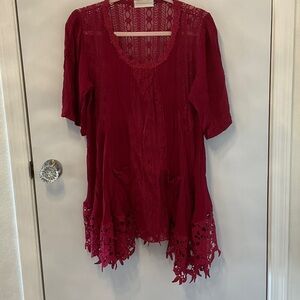 Ladies burgundy lace tunic size Large